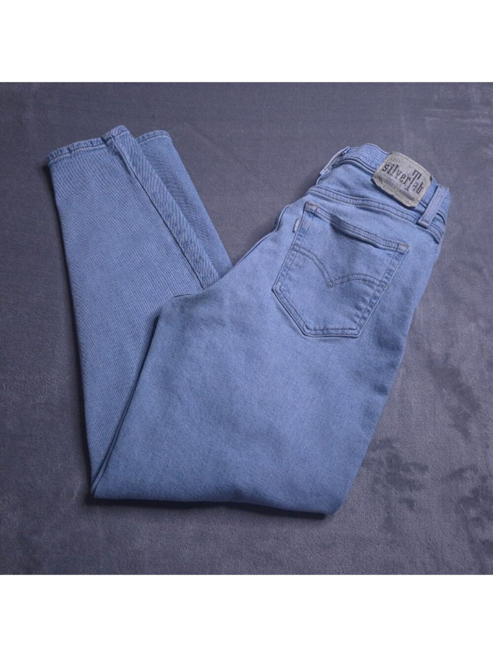 Levis Womens Silvertab Mom Jeans 28 Light Wash Distressed High Rise Pockets